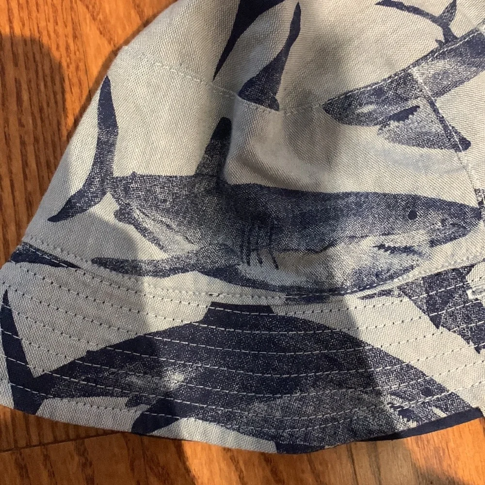 Carter's Blue Shark Print Kids Hat 6-12 Months